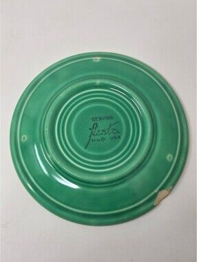 Vintage 1936 Genuine Fiesta HLC USA Green Saucer Plate 6 Inch Concentric Rings